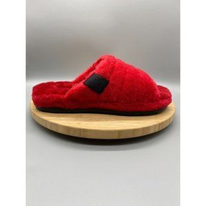 UGG Sandals Mens Size 10 Red Sheepskin Fur Slippers Slip On Wool Slides 1117473
